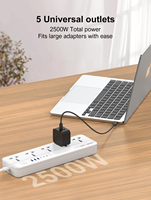 Multiprise LDNIO SC5614C 5 prises avec interrupteur indépendant, prise universelle EU/UK, rallonge pour ordinateur