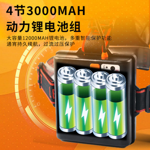 Linterna Frontal LED Recargable de 2000 mAh con Sensor de Movimiento, Alcance de 300-499 m, Banda Ajustable para la Cabeza y Cable de Carga - Product Image 4