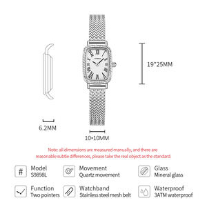 SINOBI Mini carré élégant montres blé bande vide or Rose placage <span class=keywords><strong>maille</strong></span> acier inoxydable nouveaux produits coffret cadeau Pack - Product Image 2