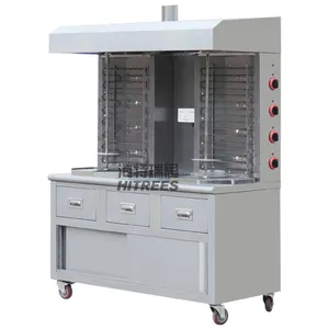 Gás de 4 queimadores Commerical Automatic Rotating Usado Chicken Kebab Doner Shawarma Grill Machine Preço Venda