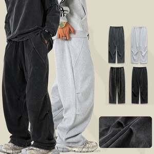 Haute qualité personnalisé surdimensionné français éponge couleur unie Baggy lâche hommes pantalons de survêtement décontracté jambe droite pantalon pour hommes - Product Image 1