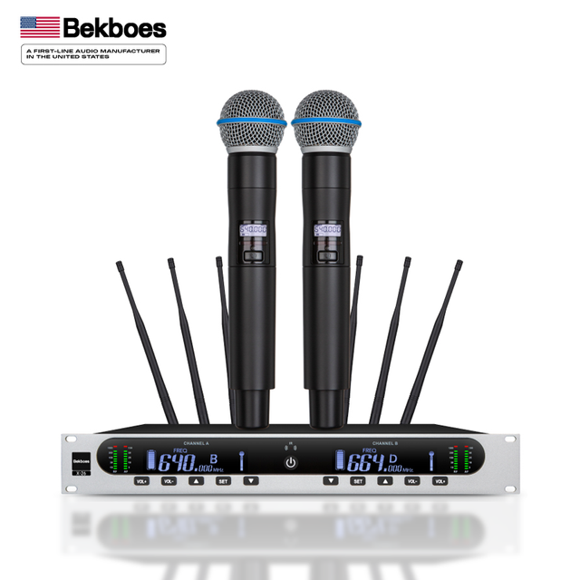 Bekboes X26 Professional Karaoke Sans Fil True Diversity Wireless Microphone System for Singing Stage Performance