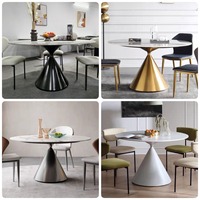 Base de table en métal en forme de sablier, pied en métal de style trompette pour tables rondes, tables d'appoint de luxe en pierre et marbre, finition personnalisée