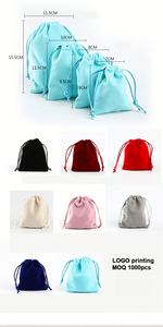 Bolsa de Terciopelo para Regalo de 15.5*11.5 cm, Bolsa de Terciopelo para Joyería, Dados de Satén, Personalización de Logotipo, Superficie de Terciopelo, Impresión a Color en Color Yute - Product Image 5