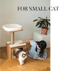 Modern Farmhouse Stylish Wooden <b>Cat</b> Bed Condo and <b>Scratching</b> <b>Post</b> in One Convenient Design Zzm Brand Europe Origin - Product Image 4
