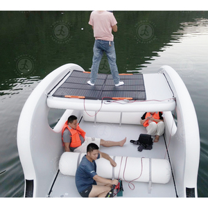 Bateau gonflable <span class=keywords><strong>solaire</strong></span> électrique personnalisé et durable, île flottante sociale compacte, bateau lounge aquatique avec abri <span class=keywords><strong>solaire</strong></span> pour l'extérieur - Product Image 5