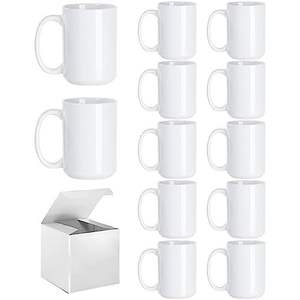 Lot de 36 tasses à sublimation vierges, tasses à café de 11 oz, tasses en céramique blanche, tasses photo en vrac pour presse à tasses Cricut - Product Image 1