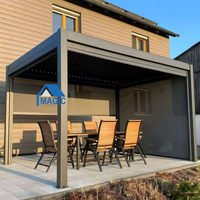Pergola de jardin à toit à lames magiques, pergola bioclimatique en aluminium motorisée, pergola en aluminium à lames