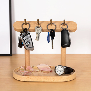 JUNJI ถาดไม้และกุญแจสำหรับตกแต่งบ้าน,ที่แขวนกุญแจแบบตั้งและชามสำหรับวางไว้ที่โต๊ะไม้ - Product Image 4