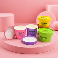 Gobelet à glace Interpac Gelato 4oz 8oz, écologique, à paroi simple, en papier enduit de PE avec couvercle, emballage pour biscuits, sucre, desserts de fête