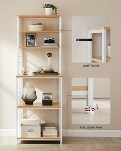 VASAGLE, venta al por mayor, panaderos de estilo moderno con 6 ganchos, estante de marco de acero, estante de 6 niveles para microondas, estante organizador de cocina - Product Image 6