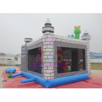 Château gonflable Dino Knight Castle avec toboggan et aire de jeux d'aventure pour les fêtes d'anniversaire des enfants