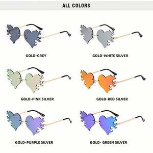 Lunettes de soleil sans monture personnalisées avec logo, nouvelle collection, mode unique, style steampunk, pour femmes, lunettes de soleil punk en forme de cœur pour femmes - Product Image 6