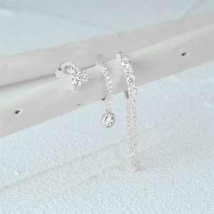 Fine Jewelry 925 Sterling <b>Silver</b> Gold Plated <b>Earring</b> Women 5A Zircon <b>Stud</b> <b>Earrings</b> <b>Set</b> for Girls - Product Image 2