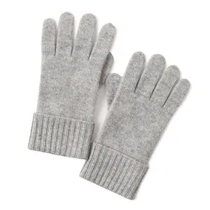 定制时尚黑色针织羊绒手套厂家批发冬季素色廉价保暖男士全指手套