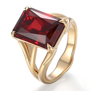 Anillo de oro amarillo macizo de 10k, 14k, 18k de PROVENCE, de alta calidad, con rubí de laboratorio de corte radiante color sangre de paloma, regalo de aniversario para chicas. - Product Image 3