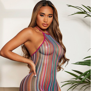 Body sexy pour femmes, lingerie érotique à licou, vêtements de nuit exotiques colorés - Product Image 3