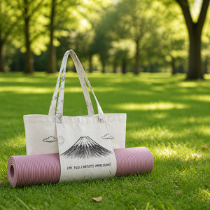 Sacs de shopping pliables personnalisés en coton 100% écologique, durables, imprimés en sublimation couleur, grande capacité, pour tapis de yoga - Product Image 2