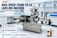 Machine d'étiquetage industrielle à grande vitesse pour flacons et ampoules, alimentation verticale vers étiquetage horizontal pour petits contenants instables