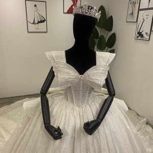 Jancember Wm002 2023 Ivory <b>Glitter</b> Shiny <b>Prom</b> Off Shoulder Wedding <b>Dresses</b> Ball Gown - Product Image 2