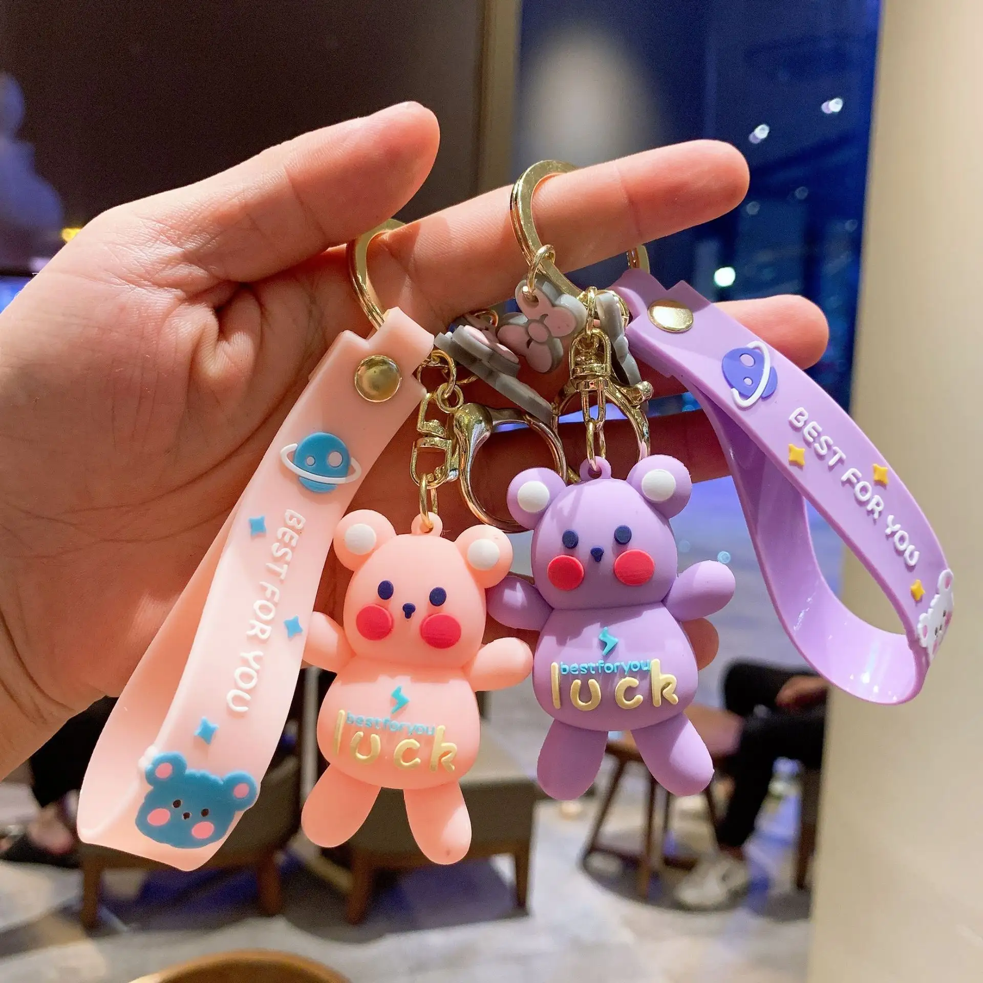 Girl Gifts Cute Bear Doll Toy Animal Car Bag Pendant Charm 3d PVC Keyring Keychain