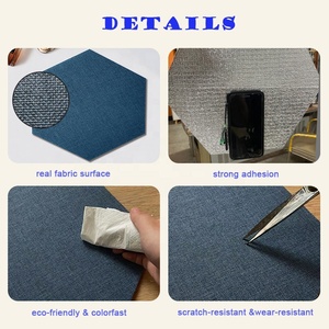 Autocollants muraux hexagonaux en tissu auto-adhésifs anti-collision en mousse XPE 3D décoratifs pour la décoration murale DIY de la chambre - Product Image 6