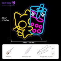 Insegna LED Neon a Forma di Gatto per Bubble Tea, Luce Neon Dimmerabile in Acrilico a Forma di Animale, Decorazione Murale con Logo per Negozi di Bubble Tea e Caffetterie