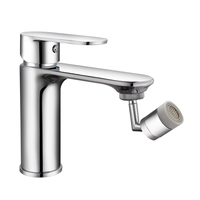Robinet de lavabo pour salle de bain avec finition chromée de qualité supérieure, rotation libre, eau chaude et froide, filtre intégré