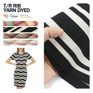 Tela de Punto Elástica Personalizada a Precio Económico, Tejido de Punto Acordonado 2x2 Gris TR Teñido con Hilo para Suéter - Product Image 1