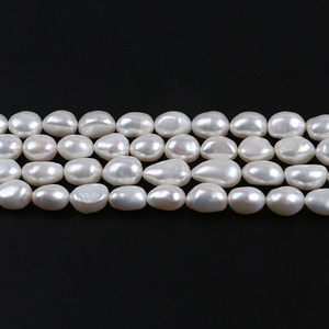 Hilo de perlas barrocas de agua dulce, 8-9mm, AAA, AA, diferente grado, agujero pasante, cultivadas, naturales, blancas, reales