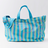 Sac fourre-tout rayé à imprimé lettres grandes, en toile, grande capacité, sac à bandoulière avec sangle réglable et fermoir doré, vente en gros directe usine