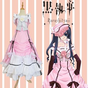 Ciel Phantomhive Cosplay Dress Pink White Polyester Costume For Women Adult Size One Size - Product Image 1