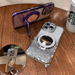 เคสโทรศัพท์มือถือ iPhone16 แบบแม่เหล็กพร้อมขอบกลิตเตอร์ ประดับเพชร ดีไซน์กระจกใสเคลือบเงา - Product Image 4