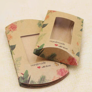 <span class=keywords><strong>Cajas</strong></span> de Regalo de Papel Kraft con Ventana y Logotipo Personalizado al por Mayor, en Forma de Almohada, para Chocolate y Pequeños Adornos - Product Image 5