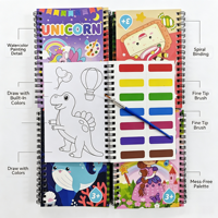 Individuelles Aquarell-Malbuch für Kinder Spiralgebunden DIY Zeichenblock Geschenk mit Pinsel 24 Sets Vollfarbdruck Notizbuch