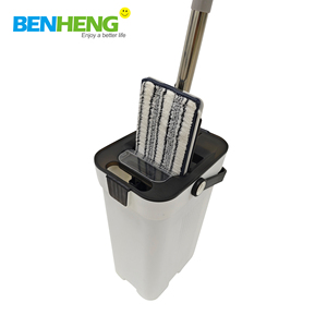 Juego de Cubeta y Mopa Plana con Diseño de Tres Compartimentos para Separación de Agua Limpia y Sucia, Autoescurrible y Lavado sin Manos - Product Image 6