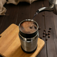 Machine à café expresso portable réutilisable en acier inoxydable, broyeur électrique rechargeable par USB 2-en-1, broyeur et cafetière pour le camping et la voiture