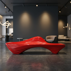 Silla de Espera Moderna de Fibra de Vidrio, Banco Escultural para Salas de Espera, Asientos Públicos Contemporáneos para Vestíbulos, Centros Comerciales y Hoteles - Product Image 3