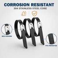 Bridas para Cables Recubiertas de PVC CHCC de 5.6x100mm, Bridas Autoblocantes con Núcleo de Acero Inoxidable 304, Resistentes a la Corrosión para Uso en Exteriores