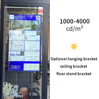Pantalla LCD Android Inteligente de Alto Brillo (3000nits) para Ventanas con Control Remoto CMS en la Nube, Reproductor de Publicidad Digital