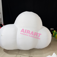 Décoration de fête, ballon nuage gonflable personnalisé, modèle de nuage publicitaire géant blanc avec lumière LED