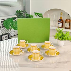 Nouvelle Offre : Coffret Luxe Européen Écologique en Porcelaine Jaune (6 Tasses et Soucoupes) – Idéal comme Cadeau d'Affaires - Product Image 2
