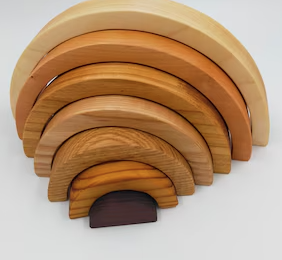 Solid Rubberwood Montessori Rainbow Stackers - Product Image 5