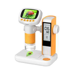 กล้องจุลทรรศน์ 2-in-1 สำหรับเด็กเรียนรู้ด้านดิจิทัลและนาฬิกา ขยาย 1000 เท่า หน้าจอ 2 นิ้ว เชื่อมต่อ USB พกพาได้ พร้อมขาตั้งกล้อง รุ่น CM5-สีส้ม - Product Image 3
