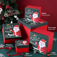 Coffret Cadeau de Noël – Sac Transparent Imprimé Arbre Rouge – Boîte Carrée Petite et Grande Taille – Emballage Cadeau Pomme pour les Fêtes