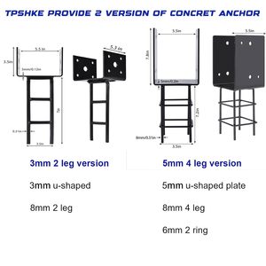 Tpshke 2 gói nặng hình chữ U 6 \ "X6 \" bê tông bài Neo 5mm 6 Gauge gỗ sân thượng boong lan can bên trong Dia 5.5 \ "x5.5 \" bài - Product Image 6