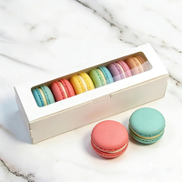 Boîte à macarons personnalisée en papier kraft jetable de qualité alimentaire avec fenêtre, emballage pour desserts, pâtisserie, cadeaux
