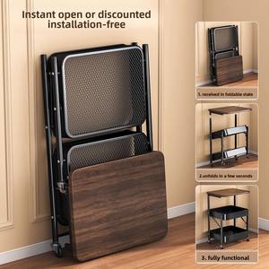 Chariot <span class=keywords><strong>de</strong></span> rangement médiéval sur pied à 4 niveaux en acier au carbone pliable pour collations, <span class=keywords><strong>table</strong></span> <span class=keywords><strong>de</strong></span> <span class=keywords><strong>chevet</strong></span>, <span class=keywords><strong>table</strong></span> d'appoint <span class=keywords><strong>de</strong></span> canapé, <span class=keywords><strong>table</strong></span> à thé - Product Image 3