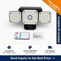 Lampe solaire à détecteur de mouvement, 144 LED, 1200LM, super lumineuse, multi-têtes, lampe murale de sécurité, étanche IP65, lumière extérieure pour chemin