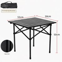 Table de camping carrée en carbone portable de taille personnalisée, pliable, type « egg roll », pour pique-nique, barbecue et randonnée